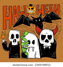 Halloween hand drawing illustration design