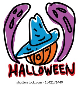 halloween hand drawing poster vector
