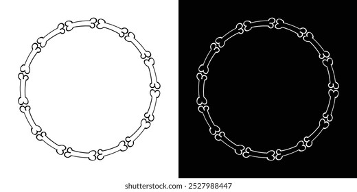 Halloween hand drawn bone decorative frame doodle sketch. Vector