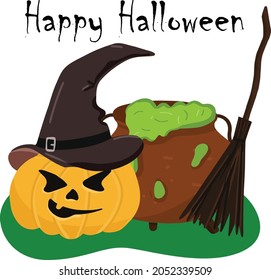 Halloween hand drawn cards. Vector Halloween poster with cartoon elements.