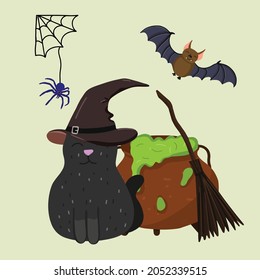 Halloween hand drawn cards. Vector Halloween poster with cartoon elements.