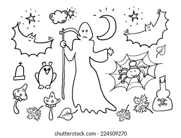 Halloween Hand Drawn Cartoon Set