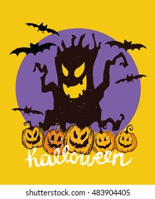 Halloween hand drawn characters and attributes doodle . Halloween Vector illustration.