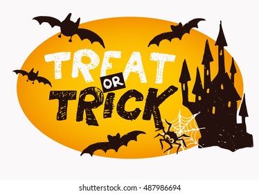 Halloween hand drawn characters and attributes doodle . Castle. Halloween Vector illustration.