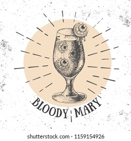 Halloween hand drawn cocktail bloody mary vector illustration. Hipster style