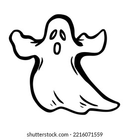 Halloween  hand drawn cute ghost silhouette. Vector illustration isolated on white background ready for scrapbooking and svg art.