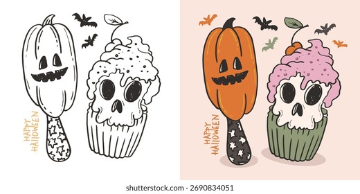 Halloween hand drawn doodle lettering quote. Lettering for t-shirt design, mug print, bag print, clothes fashion. 100% hand drawn vector image.