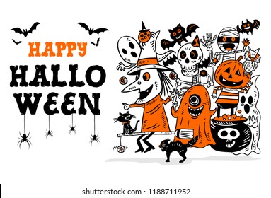 Halloween hand drawn doodle, Vector Illustration