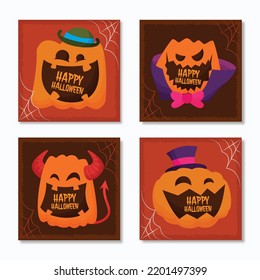 Halloween Hand Drawn Flat Cartoon Pumpkins Ig Post Design