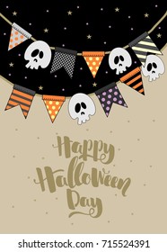 Halloween hand drawn greeting card with calligraphy quotes, words and phrases.