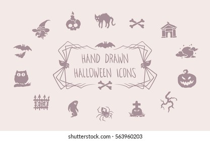Halloween hand drawn icon set