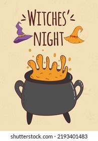Halloween hand drawn invitation or greeting card. Trick or treat concept. Vector illustration