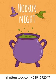 Halloween hand drawn invitation or greeting card. Trick or treat concept. Vector illustration