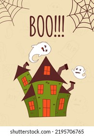 Halloween hand drawn invitation or greeting card. Trick or treat concept. Vector illustration