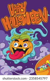 Halloween hand drawn invitation or greeting Cards