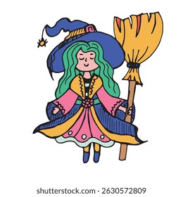 A mão de Halloween desenhou ilustração vetor isolada no fundo branco.