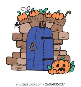 Halloween hand drawn isolated vector illustration on the white background.
