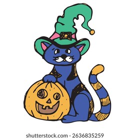 Halloween hand drawn isolated vector illustration on the white background.