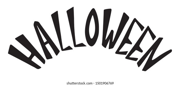 Halloween hand drawn lettering. Holiday handwritten textured ink brush calligraphy inscription.Decorative design element.Banner,party invitation. Vector illustration isolated black on white background