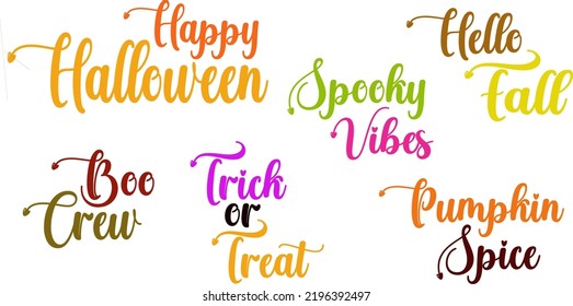 halloween hand drawn lettering typography set brush quote collection of font design phrase for decor poster card banner flyer modern calligraphic art style