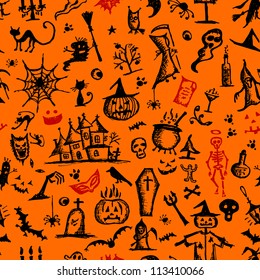 Halloween hand drawn pattern for your design
