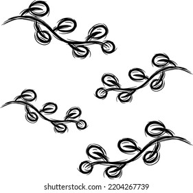 Halloween hand drawn scary leaves doodle black sketch