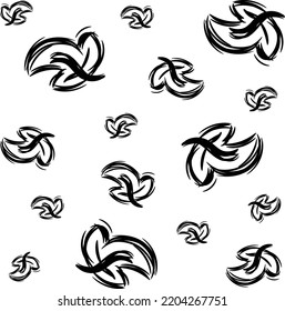 Halloween hand drawn scary leaves doodle black sketch