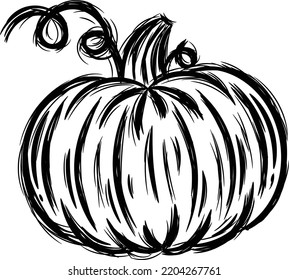 Halloween hand drawn scary pumpkin doodle black sketch