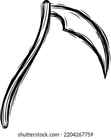 Halloween hand drawn scary scythe doodle black sketch