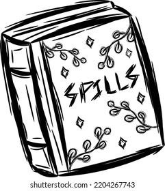 Halloween hand drawn scary spells book doodle black sketch