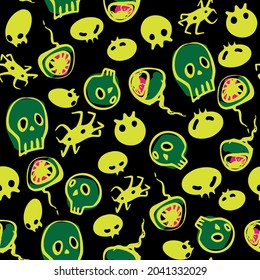 Halloween hand drawn seamless pattern