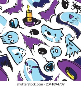Halloween hand drawn seamless pattern