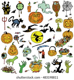 Halloween Hand Drawn Set. 