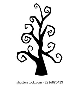 Halloween  hand drawn spooky tree silhouette. Vector doodle sketch illustration isolated on white background ready for scrapbooking and svg art. svg