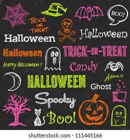 Halloween hand drawn text lettering and graphics