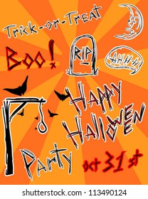 Halloween hand drawn text lettering and graphics