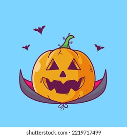 Halloween hand drawn vampire pumpkin illustration