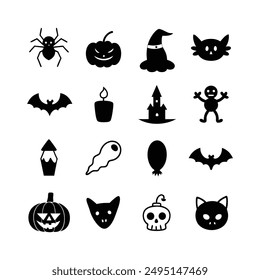 Halloween Hand Drawn Vector Icon Set illustration.