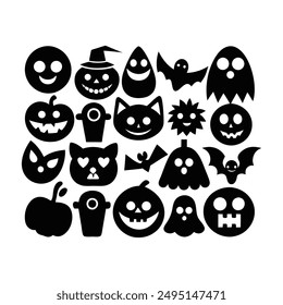 Halloween Hand Drawn Vector Icon Set illustration.