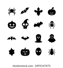 Halloween Hand Drawn Vector Icon Set illustration.