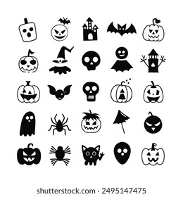 Halloween Hand Drawn Vector Icon Set illustration.