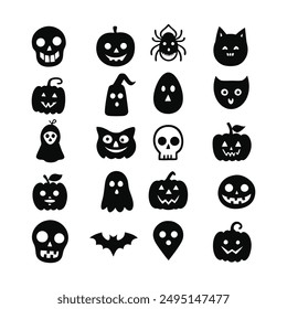 Halloween Hand Drawn Vector Icon Set illustration.