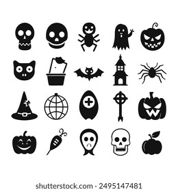 Halloween Hand Drawn Vector Icon Set illustration.