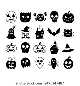 Halloween Hand Drawn Vector Icon Set illustration.