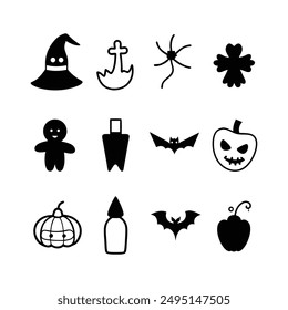 Halloween Hand Drawn Vector Icon Set illustration.