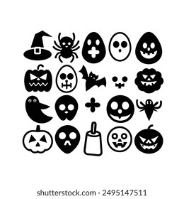 Halloween Hand Drawn Vector Icon Set illustration.