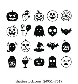 Halloween Hand Drawn Vector Icon Set illustration.