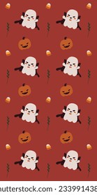 Halloween hand drawn vector illustration seamless pattern. Fall festive season print texture. Minimal decorative backdrop, for wallpaper, phone background