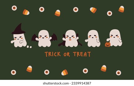 Halloween hand drawn vector illustration seamless pattern. Fall festive season print texture. Minimal decorative backdrop, for halloween poster, card, scrapbooking , tag, invitation, online header