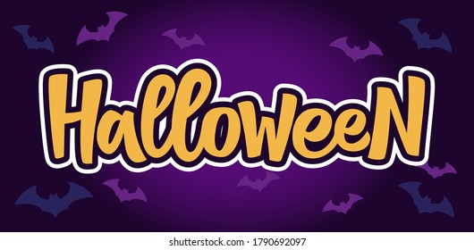 Halloween hand drawn vector lettering. A unique font. Unique design element for halloween with pumpkin. Design element for social media, t-shirt, textile, bag, print, sticker, poster, cover, flyer.